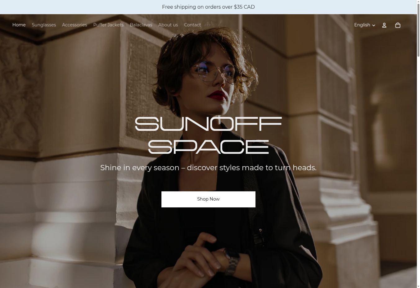 SUNOFF SPACE — головна сторінка магазину окулярів і аксесуарів